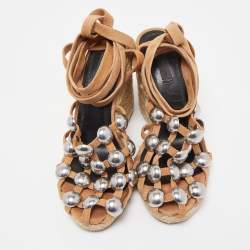 Alexander Wang Brown Suede Wedge Ankle Sandals Size 37