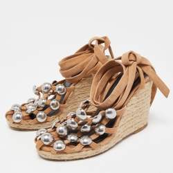 Alexander Wang Brown Suede Wedge Ankle Sandals Size 37