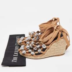 Alexander Wang Brown Suede Wedge Ankle Sandals Size 37