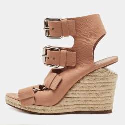 Alexander Wang Pink Nubuck Leather Buckle Ankle Cuff Espadrille Sandals Size 40