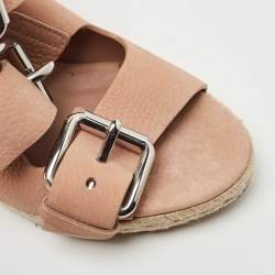 Alexander Wang Pink Nubuck Leather Buckle Ankle Cuff Espadrille Sandals Size 40