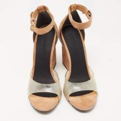 Alexander Wang Beige Suede and PVC Erika Wedge Sandals Size 38.5