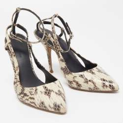 Alexander Wang Cream/Brown Python Leather Lera Ankle Strap Pumps Size 36