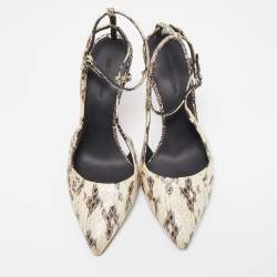 Alexander Wang Cream/Brown Python Leather Lera Ankle Strap Pumps Size 36