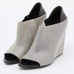 Alexander Wang Two Tone Embossed Lizard and Leather Alla Wedge Booties Size 40.5