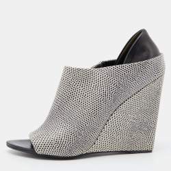 Alexander Wang Two Tone Embossed Lizard and Leather Alla Wedge Booties Size 40.5