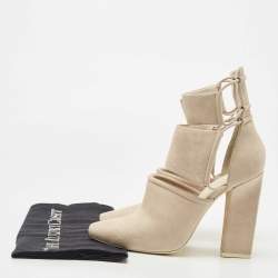 Alexander Wang Light Grey Nubuck Leather Mackenzie Cut Out Booties Size 39
