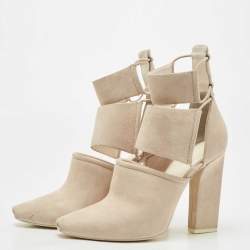 Alexander Wang Light Grey Nubuck Leather Mackenzie Cut Out Booties Size 39