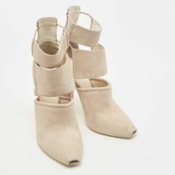 Alexander Wang Light Grey Nubuck Leather Mackenzie Cut Out Booties Size 39
