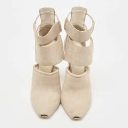 Alexander Wang Light Grey Nubuck Leather Mackenzie Cut Out Booties Size 39