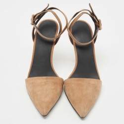 Alexander Wang Light Brown Nubuck Leather Lovisa Ankle Wrap Pumps Size 38.5