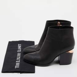 Pre Owned Alexander Wang Black Leather Gabi Ankle Booties Size 39.5