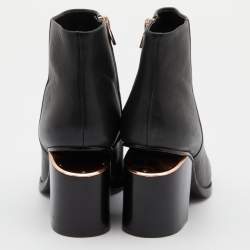 Pre Owned Alexander Wang Black Leather Gabi Ankle Booties Size 39.5