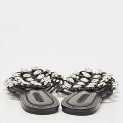 Alexander Wang Black Leather Amelia Crystal Embellished Flat Mules Size 39