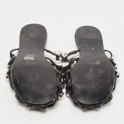 Alexander Wang Black Leather Amelia Crystal Embellished Flat Mules Size 39