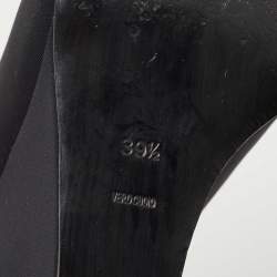 Pre Owned Alexander Wang Black Leather and Stretch Fabric Alla Wedge Open Toe Pumps Size 39.5