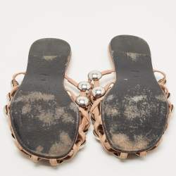Alexander Wang Brown Leather Amelia Studded Flat Slides Size 36