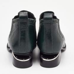 Alexander Wang Green Leather Cut Out Kori Ankle Boots Size 38