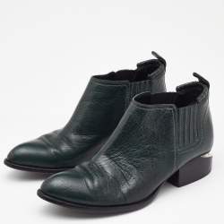 Alexander Wang Green Leather Cut Out Kori Ankle Boots Size 38