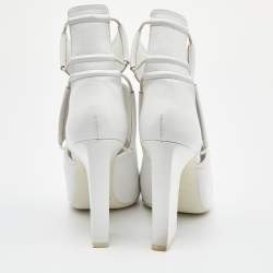 Alexander Wang White Leather Mackenzie Cut Out Booties Size 38