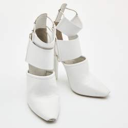 Alexander Wang White Leather Mackenzie Cut Out Booties Size 38