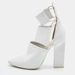 Alexander Wang White Leather Mackenzie Cut Out Booties Size 38