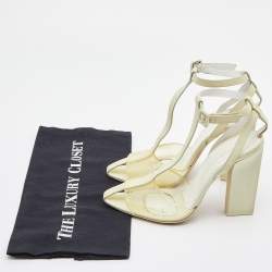 Alexander Wang Light Yellow Leather and PVC T-Bar Ankle Strap Pumps Size 38
