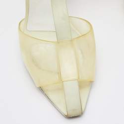 Alexander Wang Light Yellow Leather and PVC T-Bar Ankle Strap Pumps Size 38