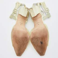 Alexander Wang Light Yellow Leather and PVC T-Bar Ankle Strap Pumps Size 38