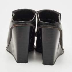Pre Owned Alexander Wang Black/White Leather Trish Wedge Mules Size 38