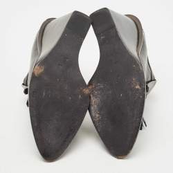 Pre Owned Alexander Wang Black/White Leather Trish Wedge Mules Size 38