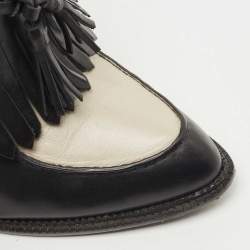 Pre Owned Alexander Wang Black/White Leather Trish Wedge Mules Size 38