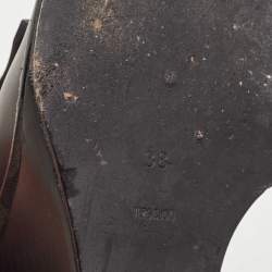 Pre Owned Alexander Wang Black/White Leather Trish Wedge Mules Size 38