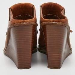 Alexander Wang Tan Leather Trish Wedge Mules Size 38