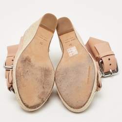 Alexander Wang Pink Leather Jo Buckle Espadrille Wedge Sandals Size 39