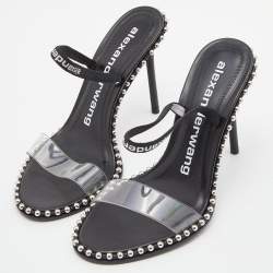 Alexander Wang Black PVC Studded Slingback Nova Sandals Size 39.5