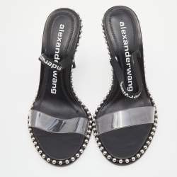 Alexander Wang Black PVC Studded Slingback Nova Sandals Size 39.5