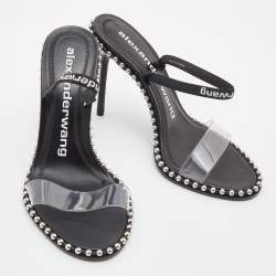 Alexander Wang Black PVC Studded Slingback Nova Sandals Size 39.5