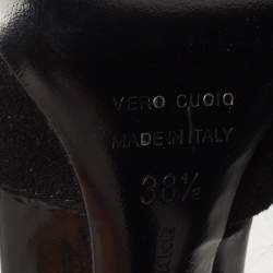 Alexander Wang Black Fur And Patent Ankle Strap Sandals Size 38.5
