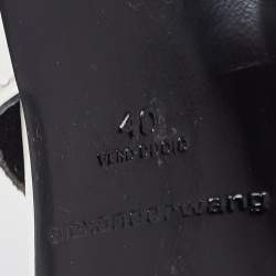 Alexander Wang White Croc Embossed Patent Leather Block Heel Slide Sandals Size 40