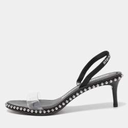 Alexander Wang Black PVC and Leather Studded Slingback Sandals Size 41