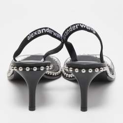 Alexander Wang Black PVC and Leather Studded Slingback Sandals Size 41