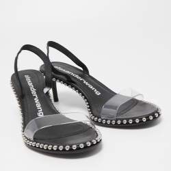 Alexander Wang Black PVC and Leather Studded Slingback Sandals Size 41