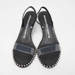 Alexander Wang Black PVC and Leather Studded Slingback Sandals Size 41
