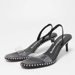 Alexander Wang Black PVC and Leather Studded Slingback Sandals Size 41