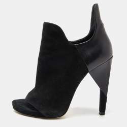 Alexander Wang Black Leather and Suede Ankle Boots Size 38