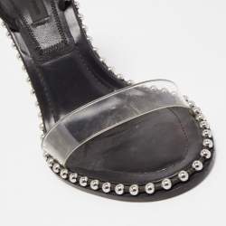 مملوكة مسبقًا Alexander Wang Black PVC and Leather Studded Slingback Sandals Size 37.5