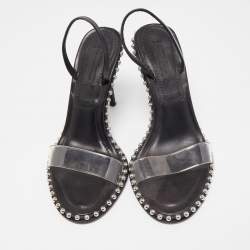 مملوكة مسبقًا Alexander Wang Black PVC and Leather Studded Slingback Sandals Size 37.5