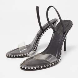 مملوكة مسبقًا Alexander Wang Black PVC and Leather Studded Slingback Sandals Size 37.5