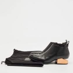 مملوكة مسبقًا Alexander Wang Black Leather Western Ankle Booties Size 37